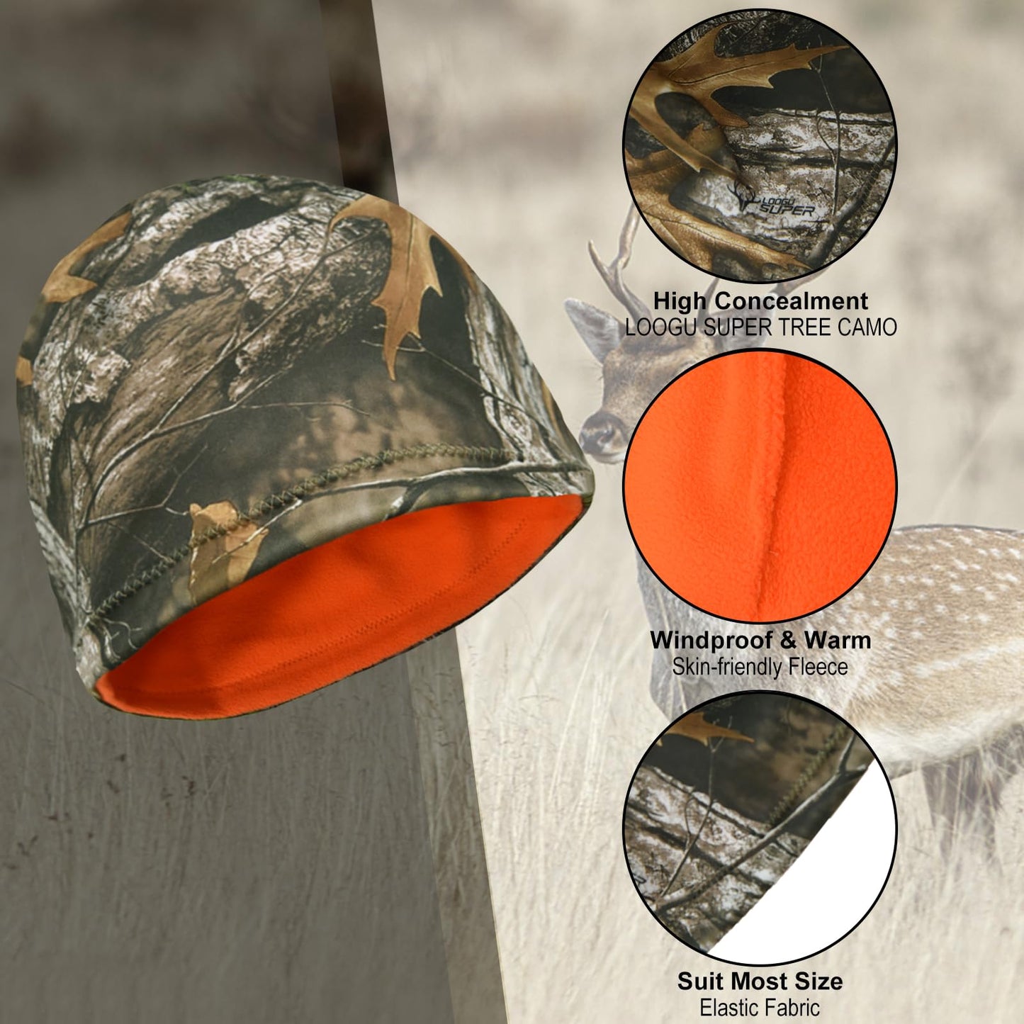 Sabertoo Camo Beanie Hat for Hunting orange